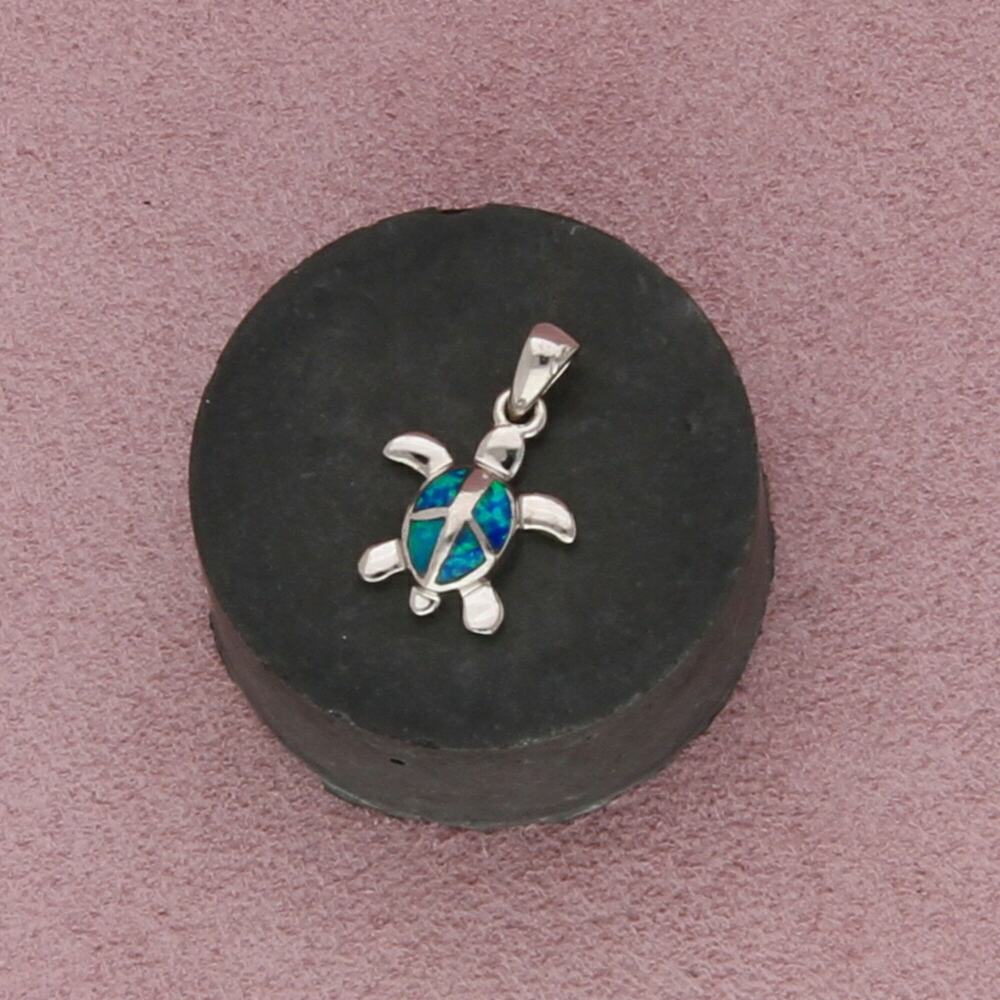 sterling silver fire opal sea turtle pendant